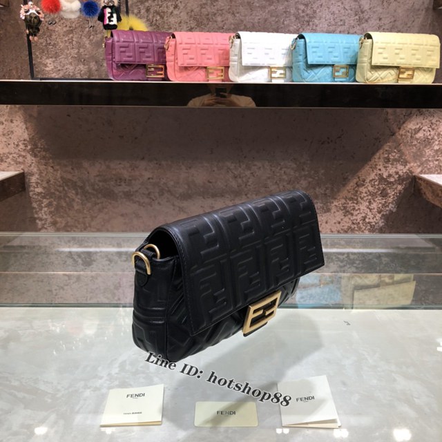 FENDI精品女包 芬迪BAGUETTE中號羊皮手袋 Fendi 0191M迷你肩背斜挎包 fdzg2534